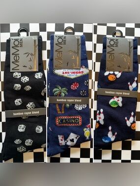 MeMoi Men Casino & Las Vegas Novelty Socks - Navy